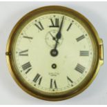 A Smiths Empire bulk had clock, brass case, Roman numeral dial with seconds hand, 15cm diameter