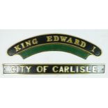 Two small brass replica locomotive nameplates 'King Edward I', original carried by GWR King class