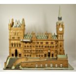 A matchstick scratch built model of St Pancras Hotel, Euston Rd, London, with decorated roof