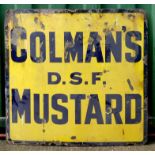 A vitreous enamel single sided sign, Colman's DSF Mustard, 96cm x 93cm