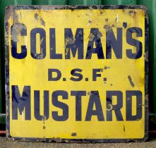 A vitreous enamel single sided sign, Colman's DSF Mustard, 96cm x 93cm