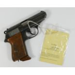 Walther, Germany, a WWII 7.65mm Semi-automatic pistol, Model PPK, serial no. 298625K, with blued and