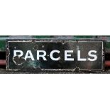 A single sided enamel sign, Parcels, 51cm x 16.5cm