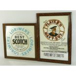 A vintage Lorimer's Best Scotch advertising mirror, 35 x 35cm and a vintage Players Navy Cut