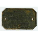 A cast iron railway wagon owners plate, Shell Mex & BP Ltd, London. (No 5442) 23 x 14cm.