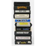 Ten Atari cartridges, to include mafia, Planet Patrol, Mouse Trap, Zaxxon, Popeye, Polaris, Marine