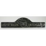 A cast iron sign, South Wales Switchgear, 50cm x 11cm This would have been bolted on top of a