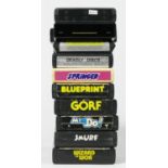 Ten Atari cartridges, to include Wizard Of Wor, Smurf, Mr. DO!, Gorf, Blueprint, Springer,