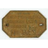 A cast iron railway wagon owners plate, Esso Petroleum & Co Ltd, London. (No 3173) 23 x 14cm