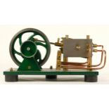 A scratch built brass and steel oscillating air beam engine, 30 x 14cm.