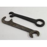 Two railway spanners, 7/8 and 5/8. marked L.M.S