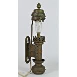 A GWR (Great Western Railway) carriage lamp, converted to electric, missing glass, 34cm