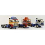 Three scratch built model kits, trucks, to include a Scania 142H, a Mercedes 2238 and an Overbeek