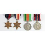 WWII group of four, War, Defense, 1939-1945 Star, France and Germany Star, together