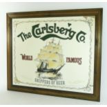 A vintage Carlsberg advertising mirror, 47 x 57cm.