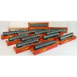 Hornby OO, sixteen railway carriages, boxed