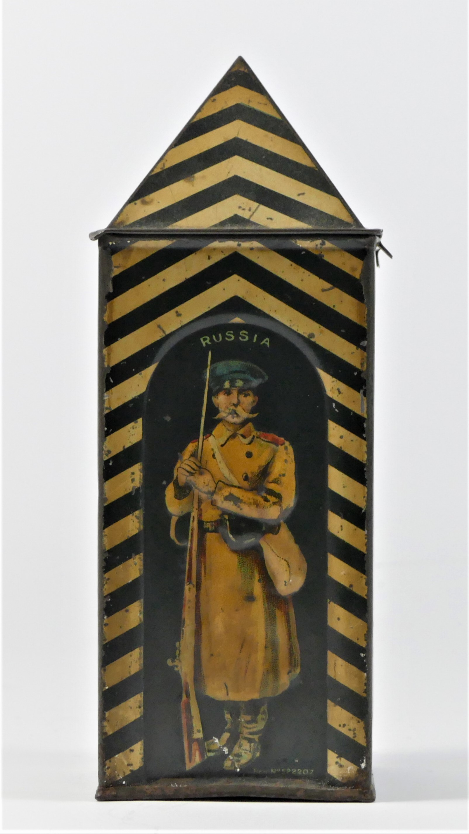 An early 20th century Huntley & Palmer Biscuit Tin, modelled as a sentry box, each face depicting - Image 3 of 6