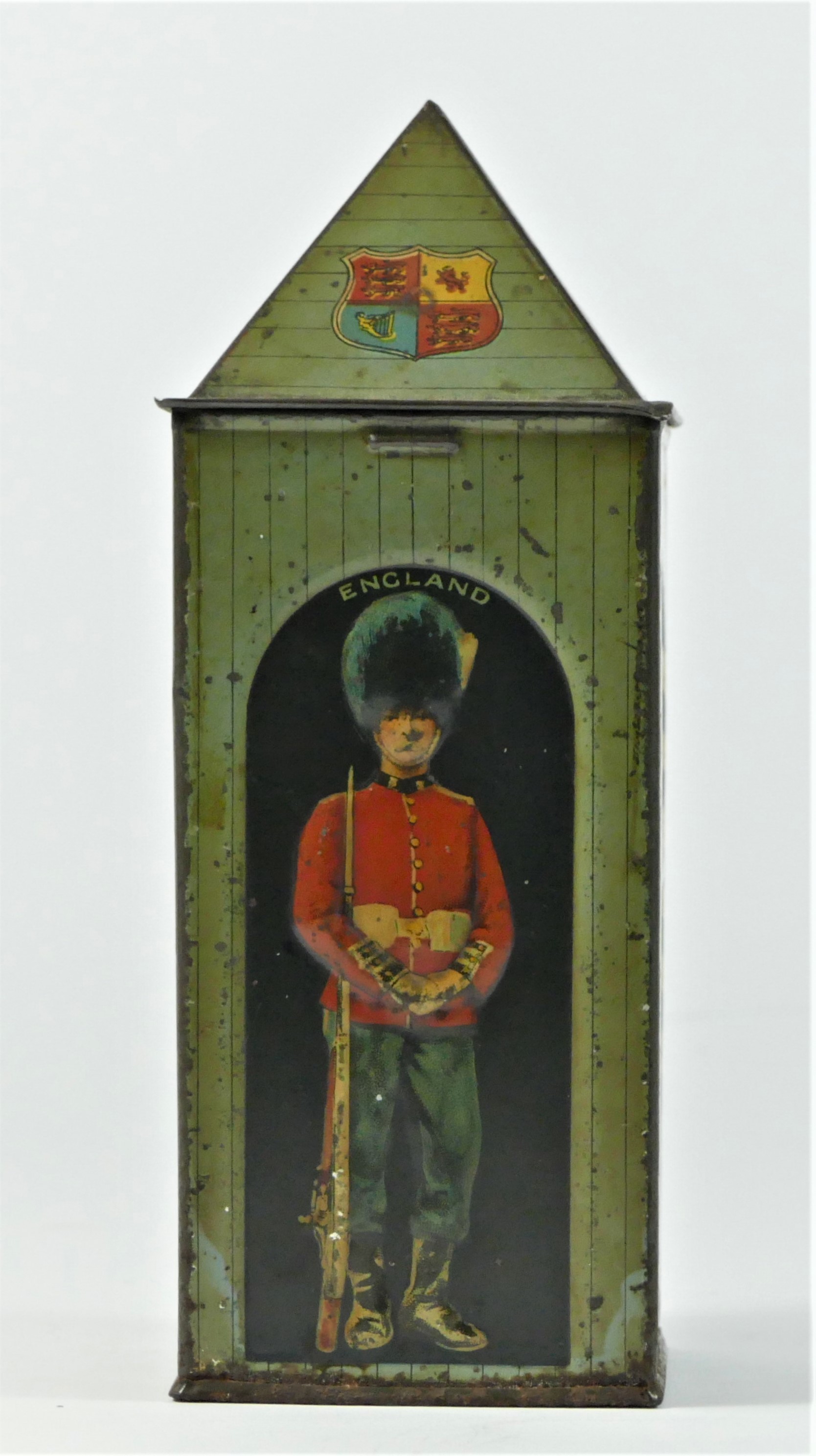 An early 20th century Huntley & Palmer Biscuit Tin, modelled as a sentry box, each face depicting - Image 4 of 6