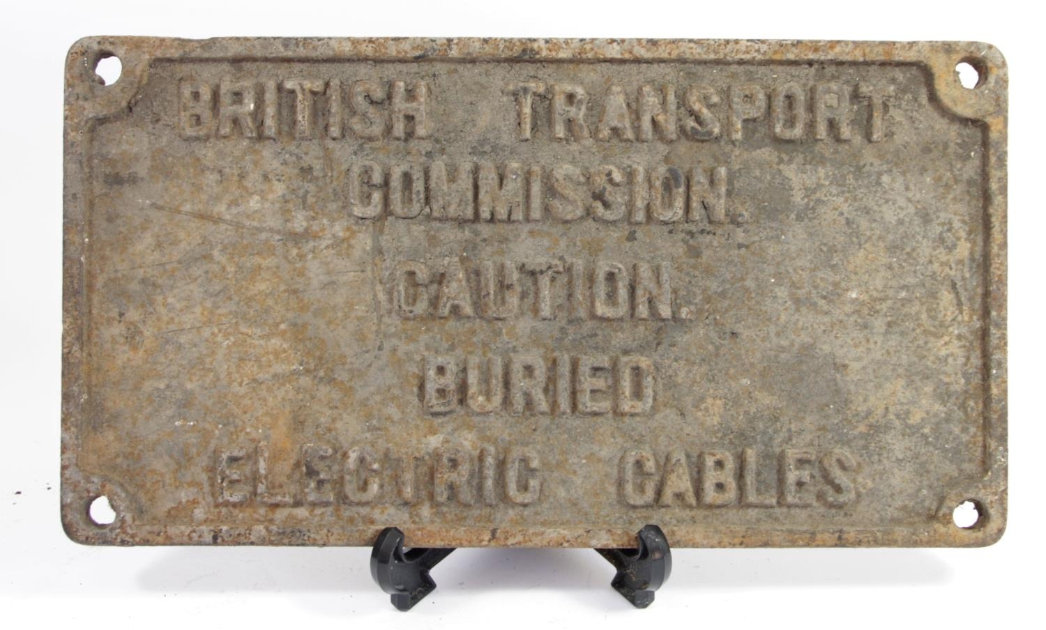 A cast iron British Transport Commission caution notice, 19 x 33cm