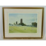 Constance Milburn: Ltd Edition print, 68/400 Summerset County Cricket Ground - Taunton, signed lower