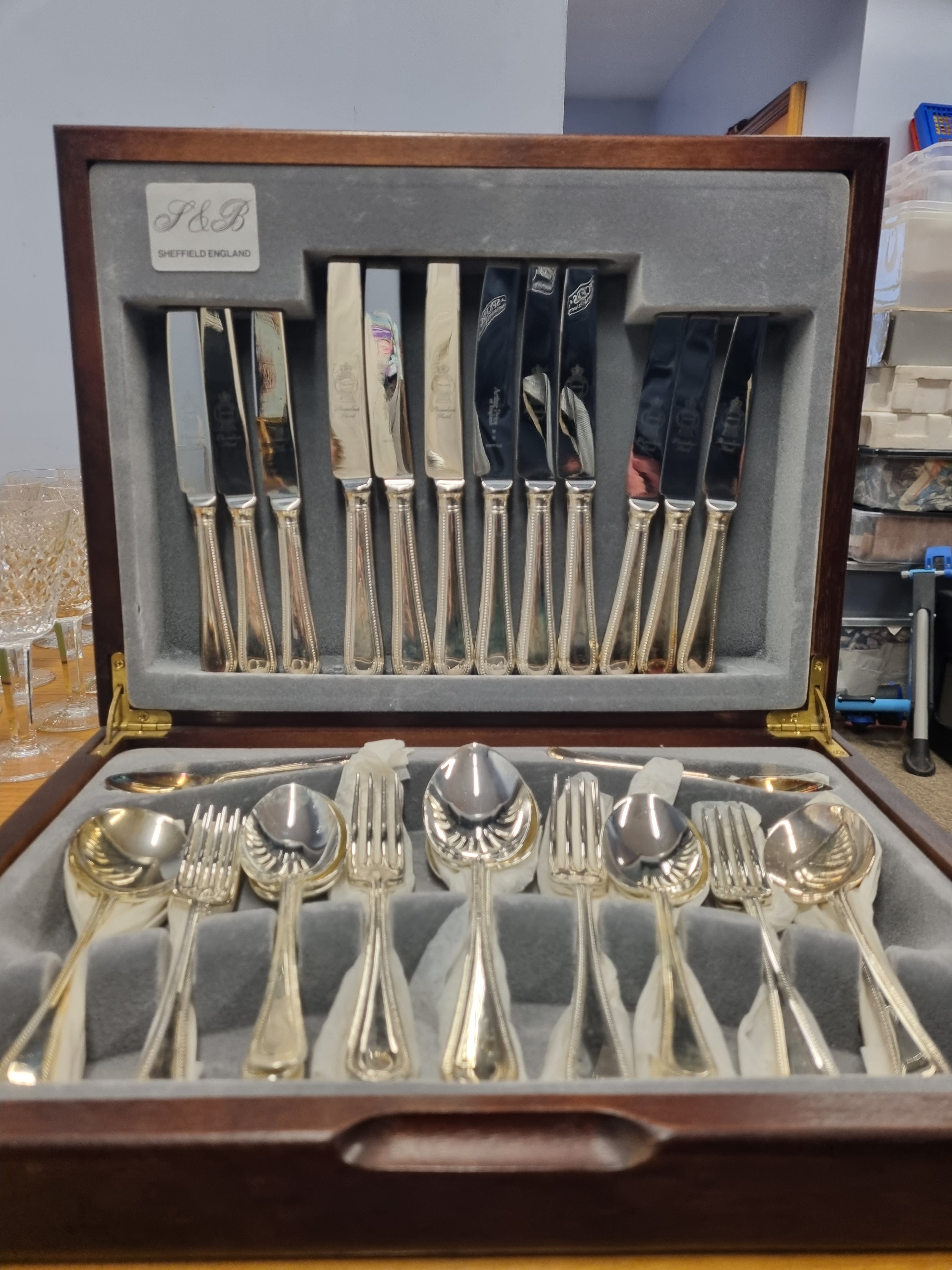 A six place settings canteen of cutlery, silver plated - made in Sheffield England.