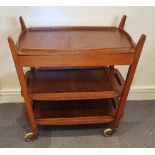A mid 20th Century three tier tea trolley light oak and ply construction, with removeable top tray