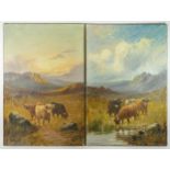 C. Waswall 19th Century British, a pair of Highland cattle, oil on canvas 60.5cm x 40.5cm unframed.