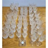 A collection of Waterford crystal drinking glasses, comprising of - six white wine, six red wine,