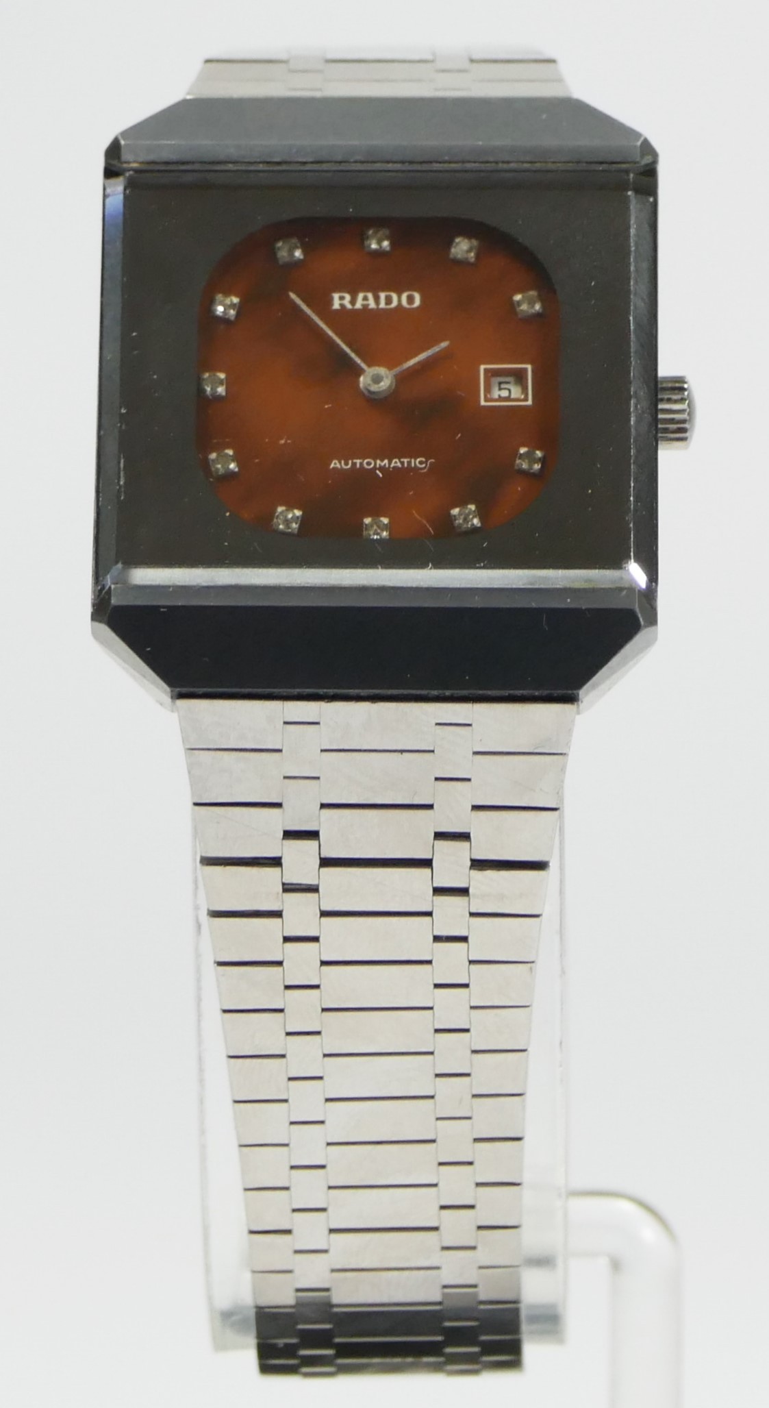 Rado, a stainless steel automatic date gentleman's wristwatch, ref 565.0067.3, with mottled brown - Bild 2 aus 4