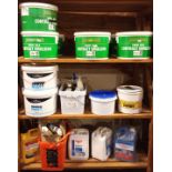 A collection of paint and household cleaning/maintenance items, to include 10 x 10 litres of