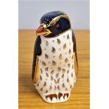 A Royal Crown Derby paperweight of a Rockhopper penguin c2001, design John Ablitt, good seal -