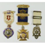 A silver gilt and enamel Royal Masonic Institution for Girls jewel, another Masonic jewel and a RAOB