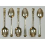 Tuck Chang & Company Ltd - Shanghai, a set of six cast silver dragon tea spoons, 11cm, 78gm
