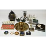 A collection of mid 20th century & later ladies powder compacts, together with plated wares, to