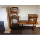 A 1960's teak and melamine occasional table - 106cm x 45cm, together with a pair of painted wood