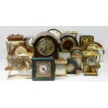 A collection of mid 20th century and later mantle clocks, to include carriage, anniversary and