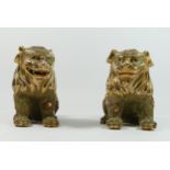 A Japanese pair of Satsuma Dogs of Fo statues, 17cm