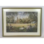 Sherree Valentine-Daines: Ltd Edition print "village cricket" 230/850 signed lower right - 50 x