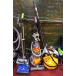 A Dyson DC25 vacuum cleaner, two Gtech vacuum cleaners, a Goblin steam cleaner and a Karcher