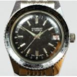 Combat a stainless steel manual wind black dial and date gentleman's wristwatch, outer rotating