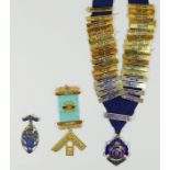 A silver gilt Masonic Jewel, Trinity Lodge, no. 3403, a silver and enamel Past Mayoress Wishbech