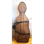 A Cello case, with fitted velvet lined interior. Length 137cm.