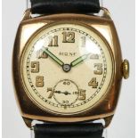 Rone, a WWII 9ct gold mid size manual wind wristwatch, London 1944, 15 jewel movement, 27mm