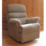 A sherborne electrical recliner/riser armchair, upholstered in a tan coloured chenice fabric - W: