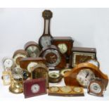 A collection of early 20th century and later mantel clocks, having manual wind & quartz