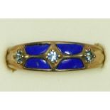 A 9ct gold, lapis lazuli and blue topaz dress ring, P, 2.4gm