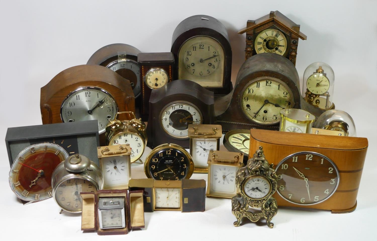 A collection of mid 20th century clocks, to include a Smiths bakelite cased example, together with a