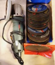 A Black & Decker "Pro-Line" angle grinder with discs.