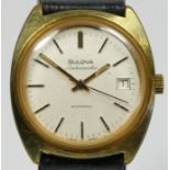 Bulova Ambassador, a gilt metal automatic date gentleman's wristwatch, 35mm