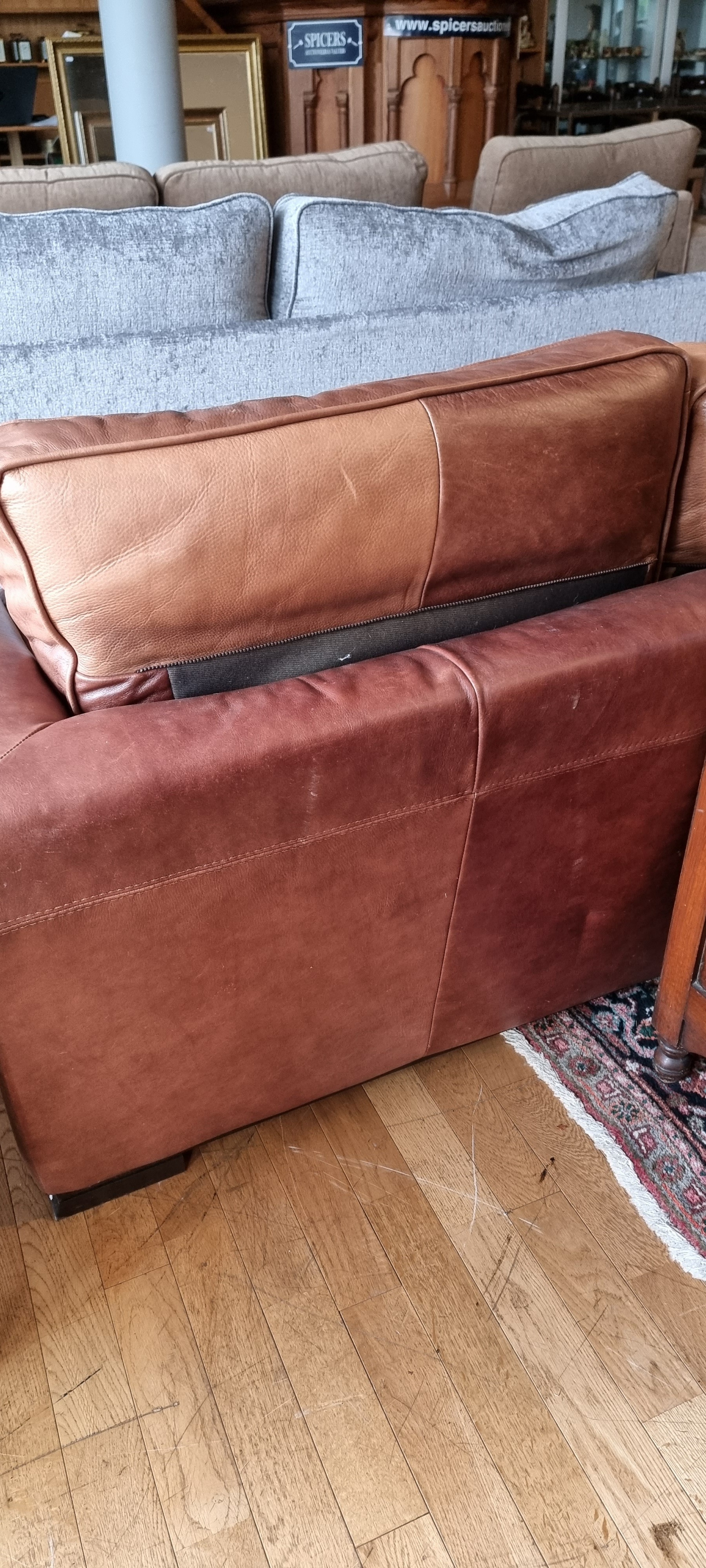 A tan leather two seater sofa, 170 x 95 x 83cm. - Image 3 of 3